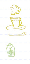 イラスト画像／コーヒーカップとアロマのびん